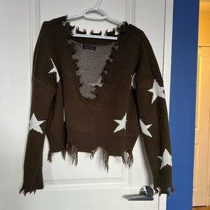 FASHION U TURN distressed sweater